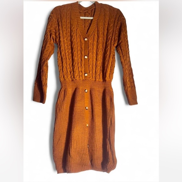 Cupshe Dresses & Skirts - Cupshe Rust Long Sleeve Cable Knit Dress